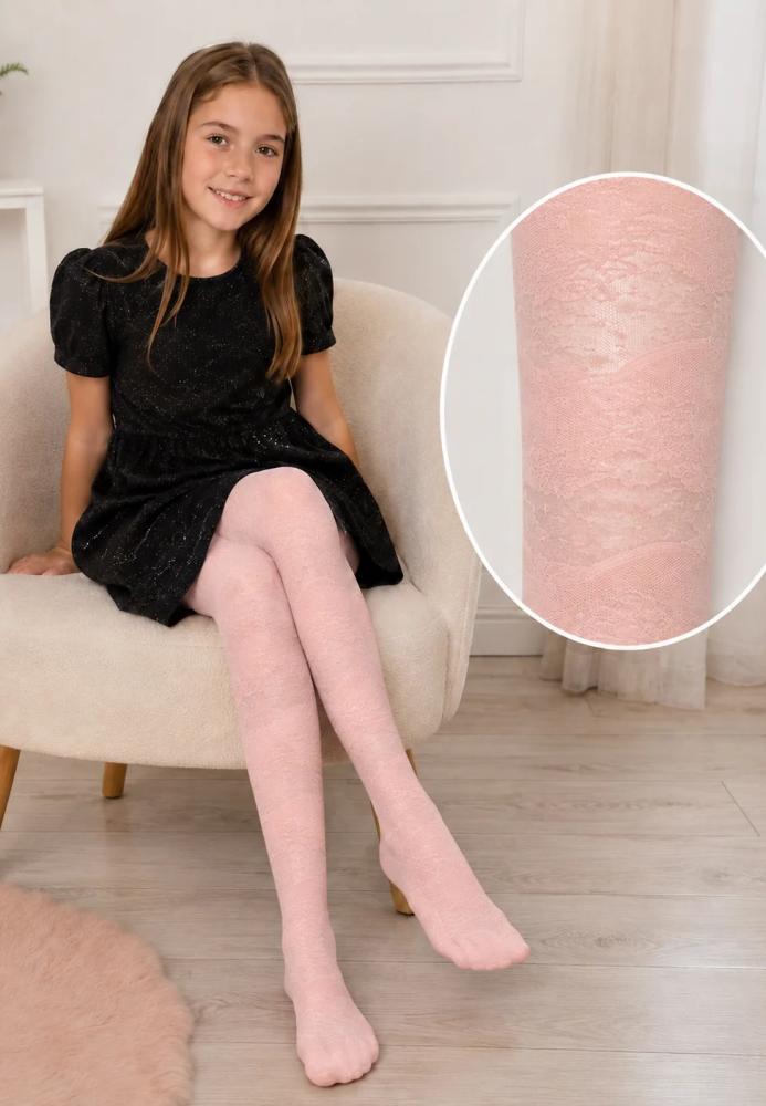 Dresuri fetițe Penti cu model delicat din dantelă,culoarea Roz pudra